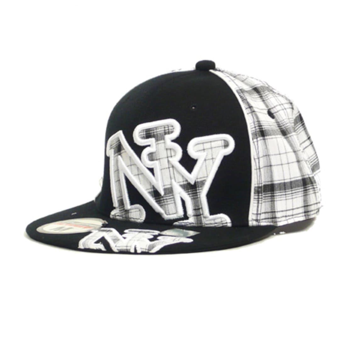 City Hunter Casquette City Hunter Carreaux NY Noir Blanc Noir