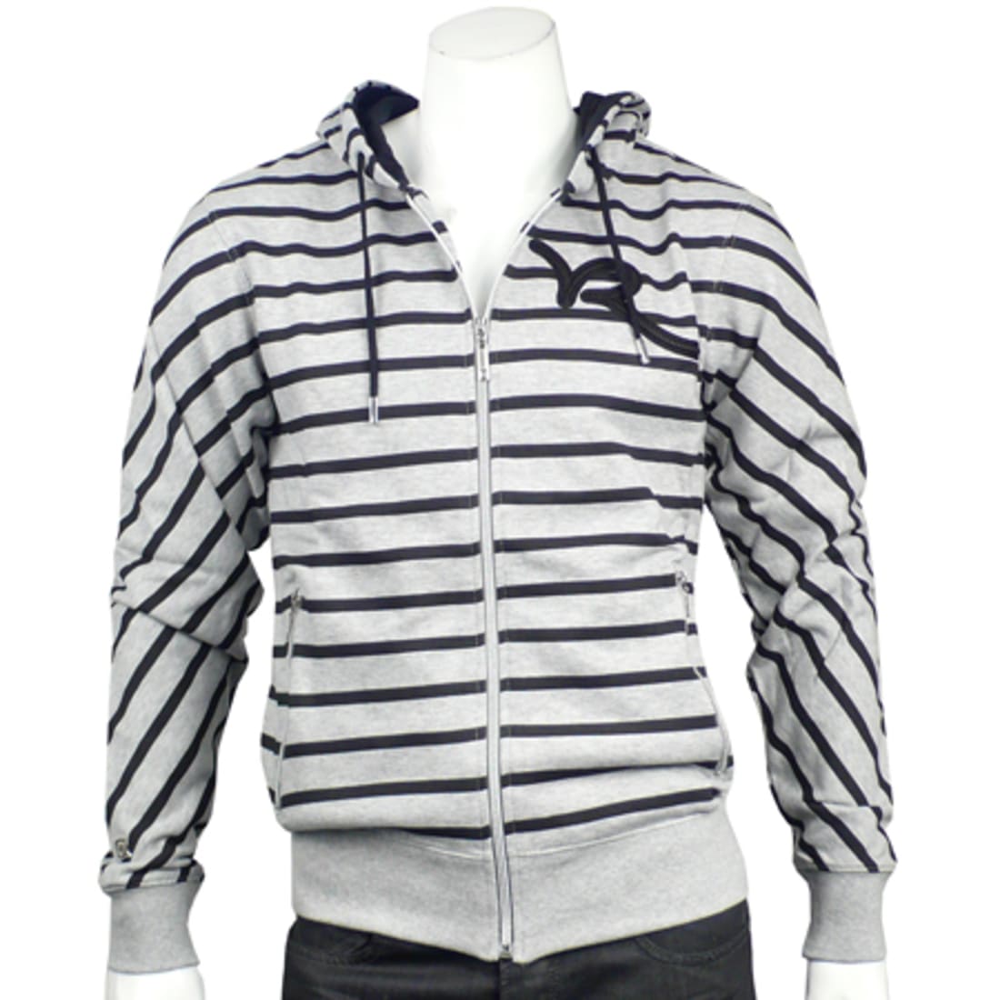 Rocawear Sweat Zippe Capuche Rocawear Gris Raye Noir