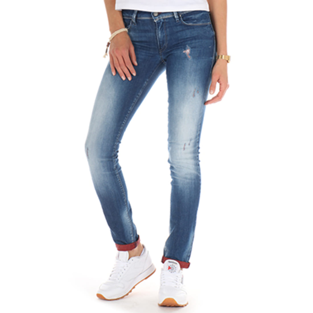 Salsa Jean Femme Wonder Push Up Bleu Marine Rouge