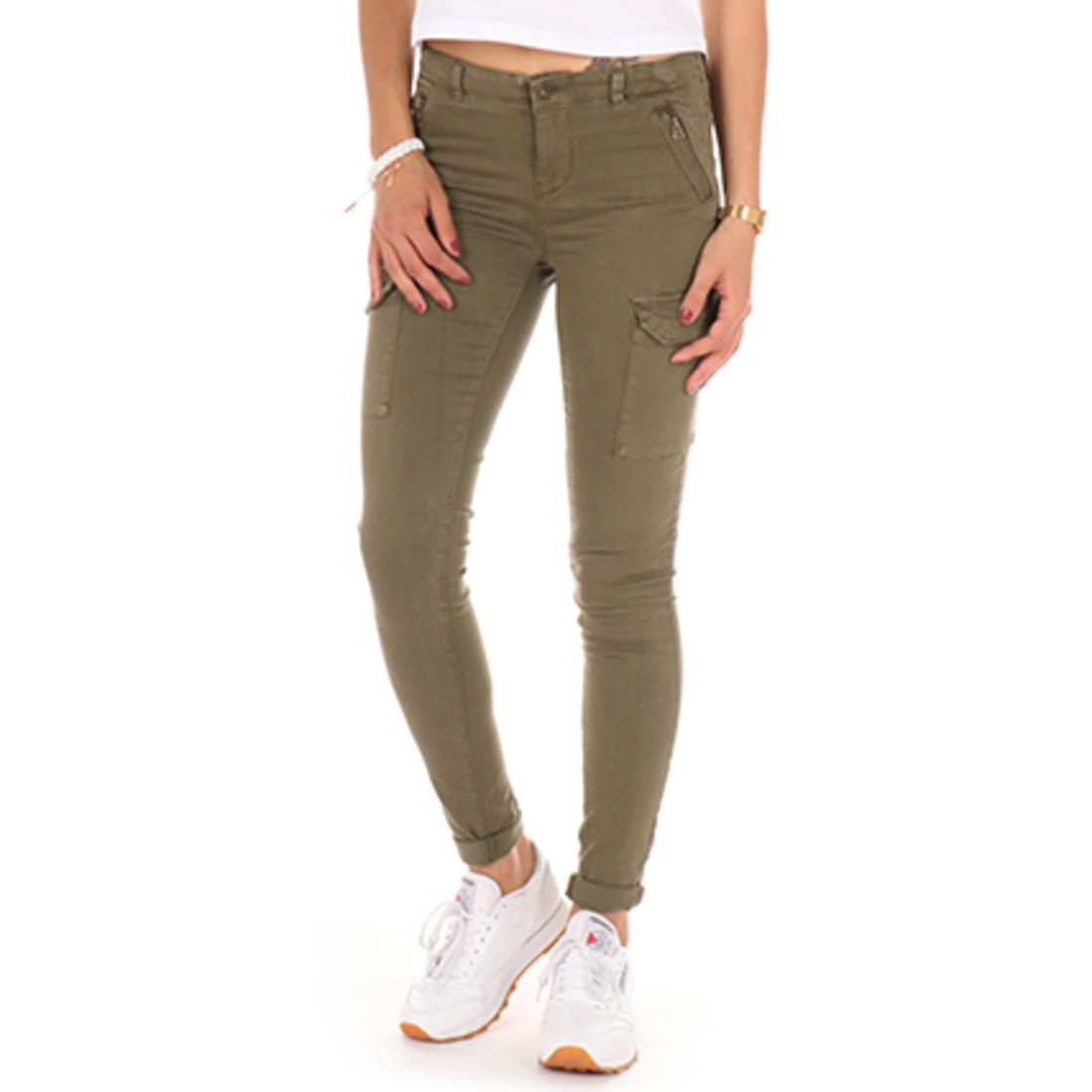 jean cargo vert femme