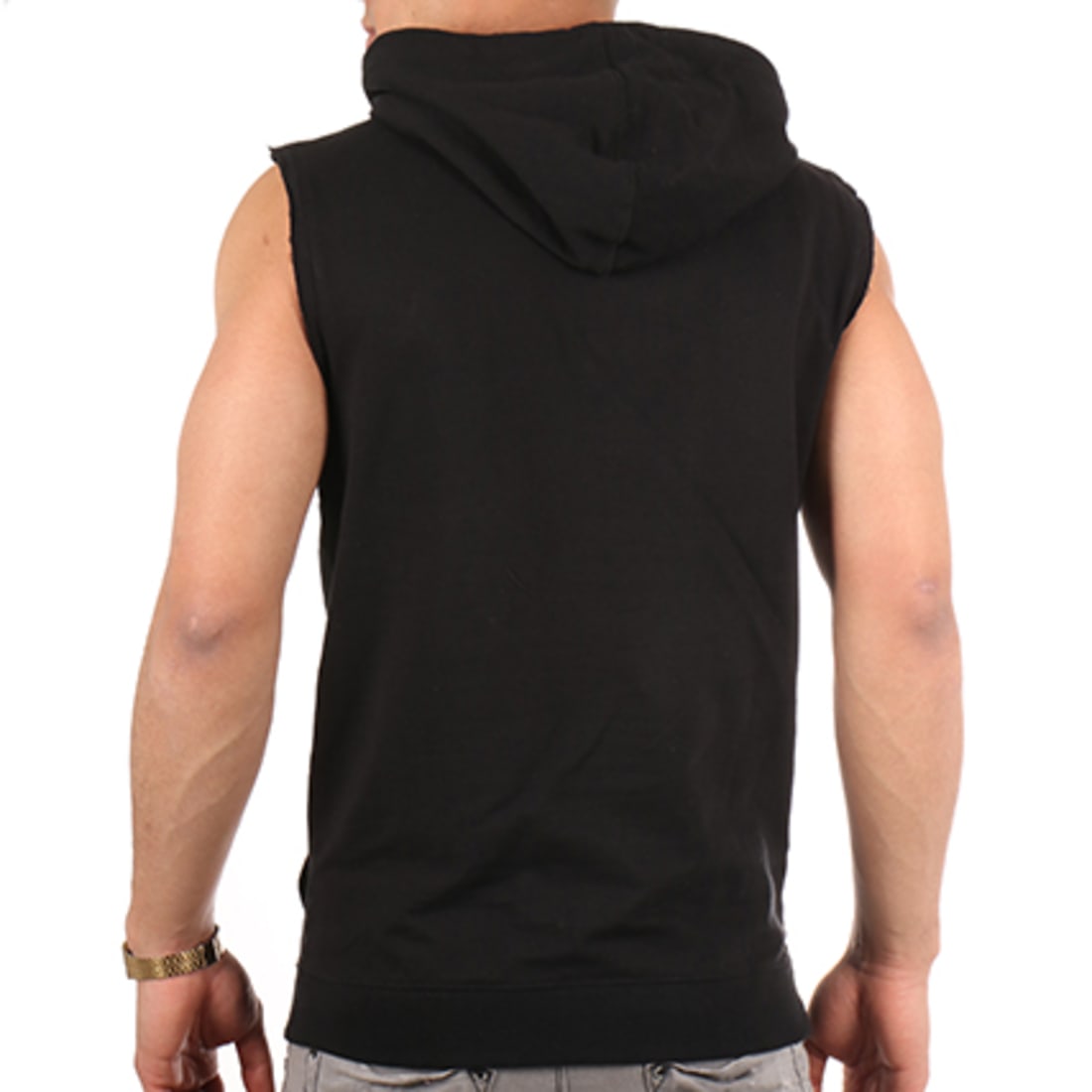 Débardeur Sport Homme Avec Poche Téléphone - Sweat Sans Manches Capuche - Musculation, Course, Fitness