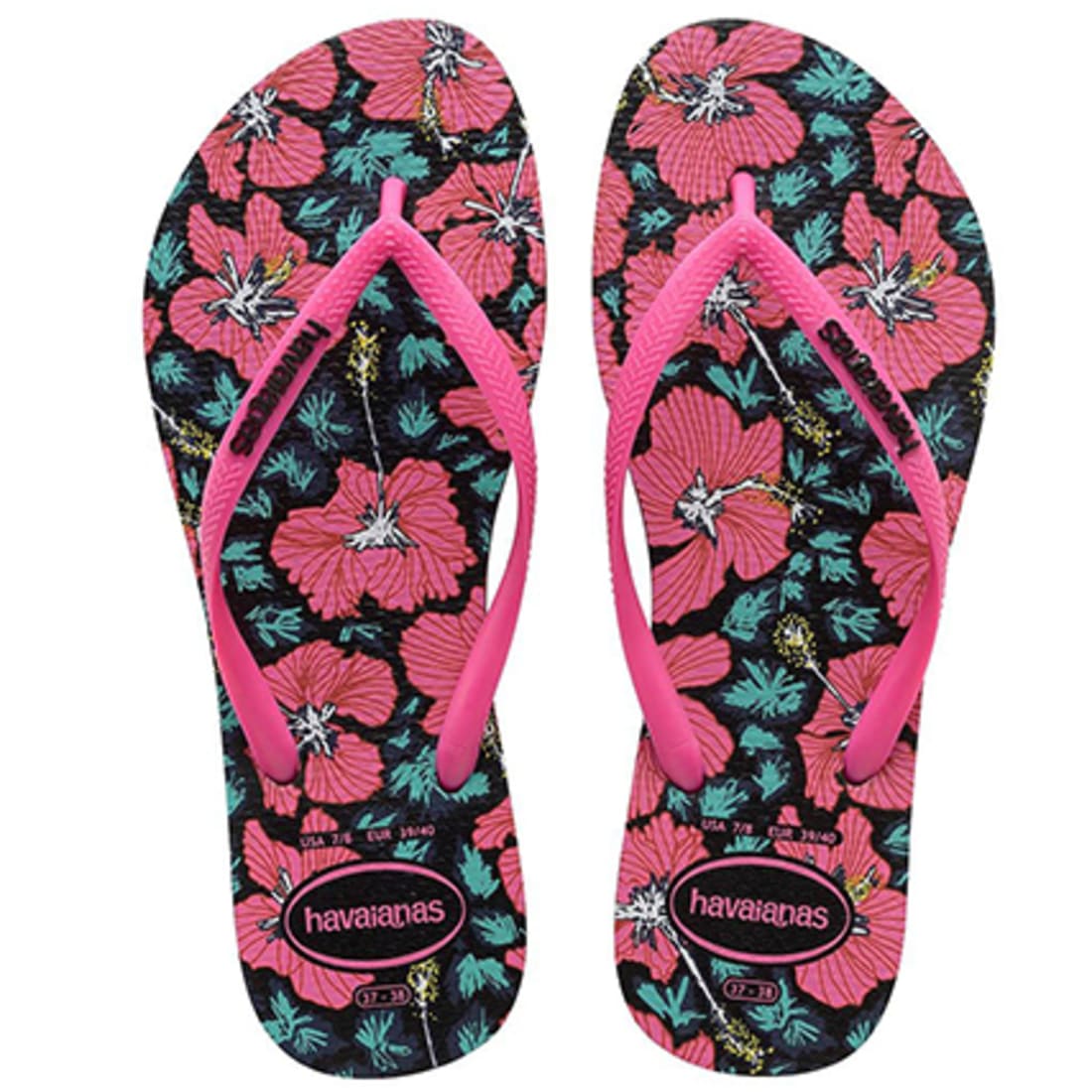 Havaianas Tongs Femme Slim Floral 4129848 Rose Noir