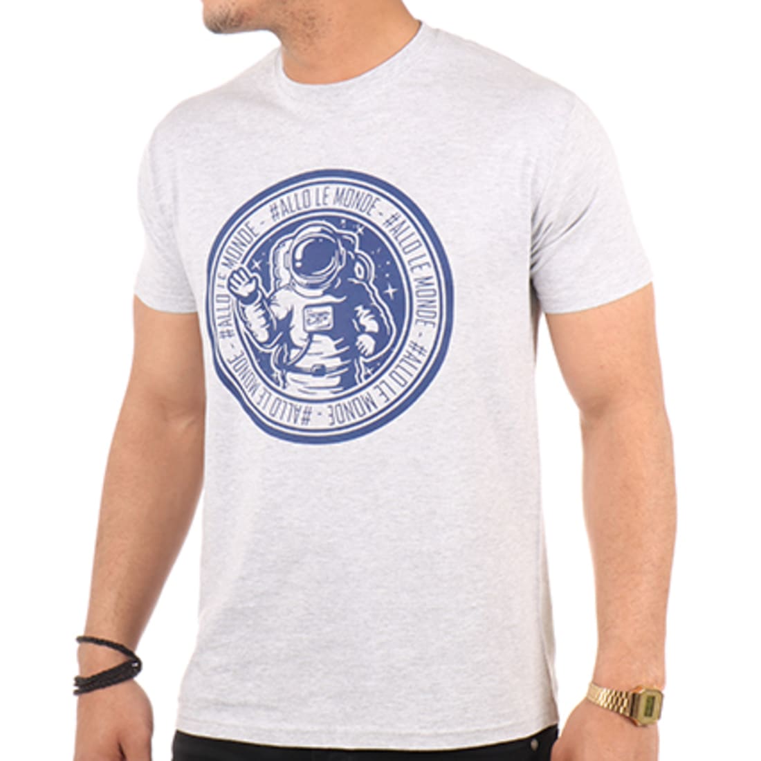 DTF - Tee Shirt Allo Le Monde Gris Chiné ...