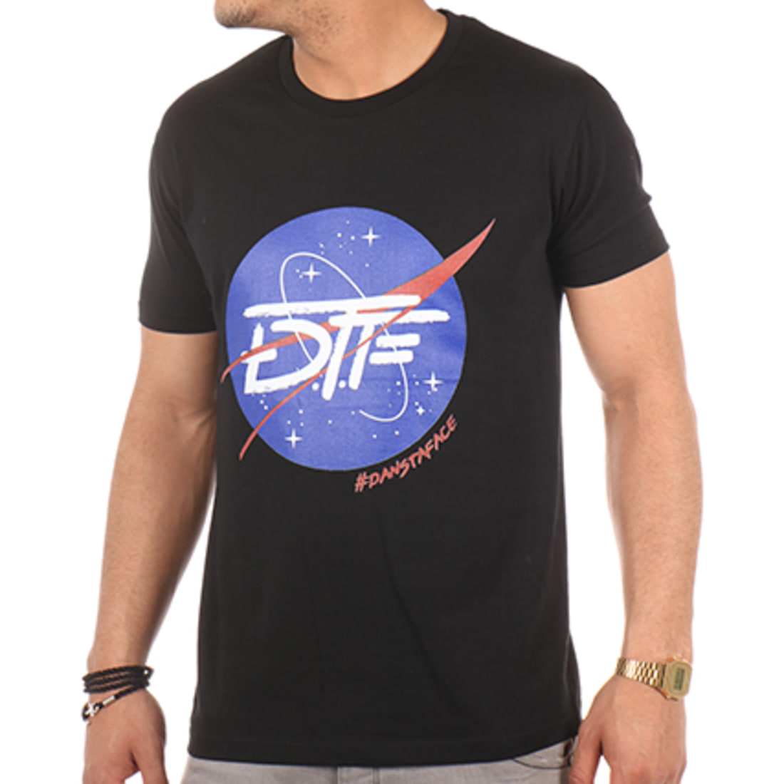 DTF - Tee Shirt Space Noir - LaBoutiqueOfficielle.com
