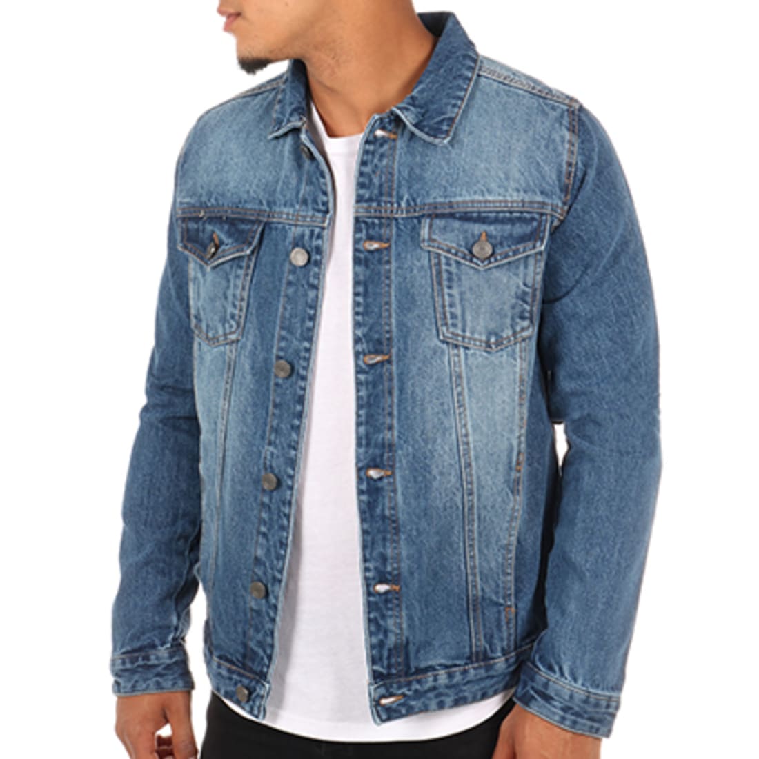 Brave Soul Veste en Jean Fielding Bleu Denim Brave Soul Veste Jean Capuche Hudson Bleu Denim Gris Chiné