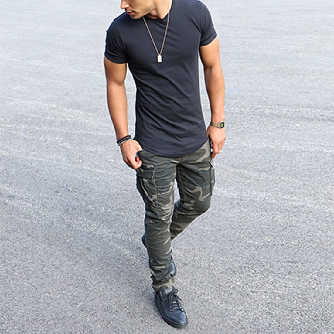 Jack And Jones - Pantalon Cargo Paul Chop Gris Camouflage ...