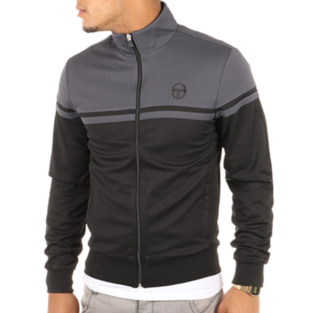 Sergio Tacchini - Veste Zipp?�e S-Tech Young Line Pro Noir Gris - LaBoutiqueOfficielle.com