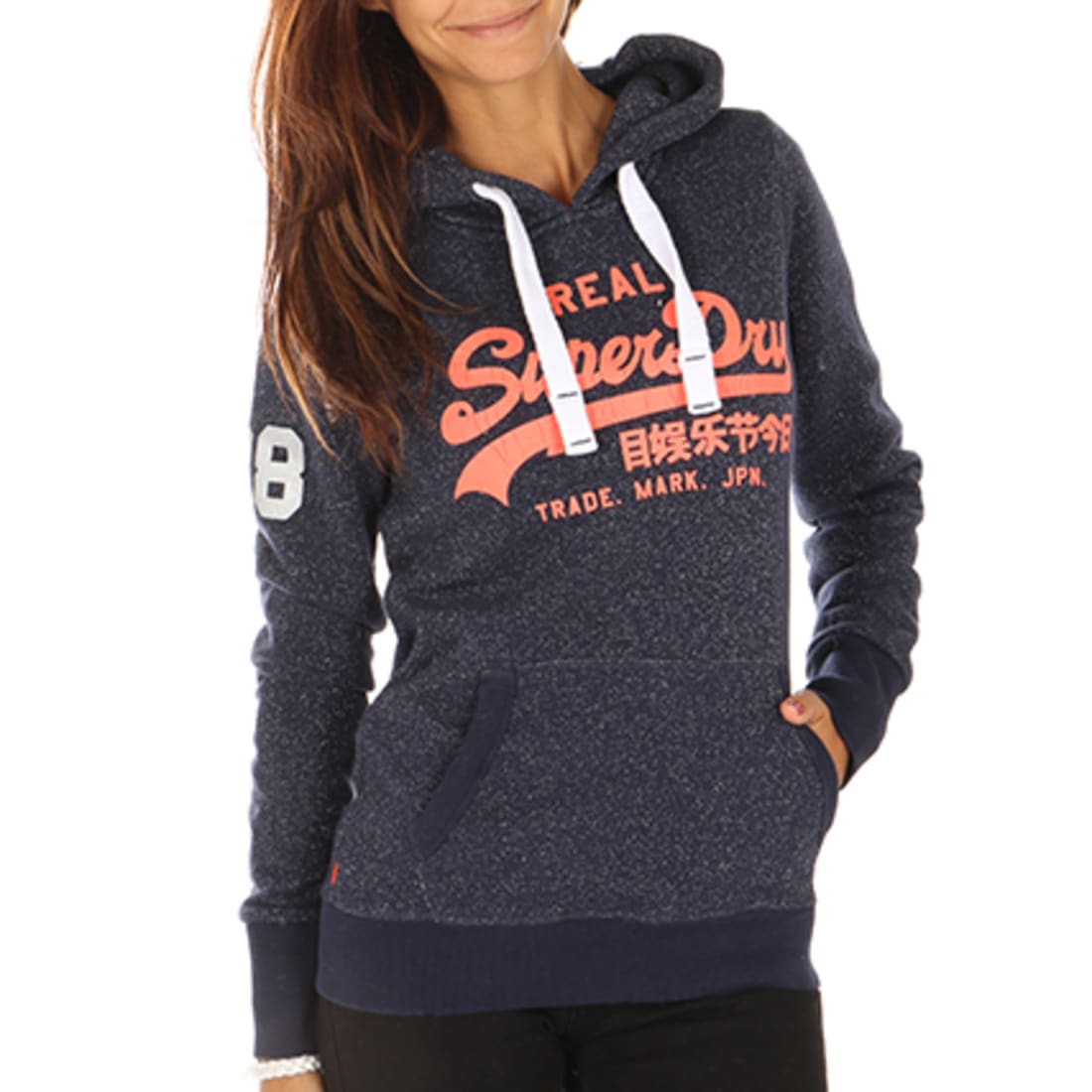 Superdry - Sweat Capuche Femme Vintage Logo Lurex Bleu ...