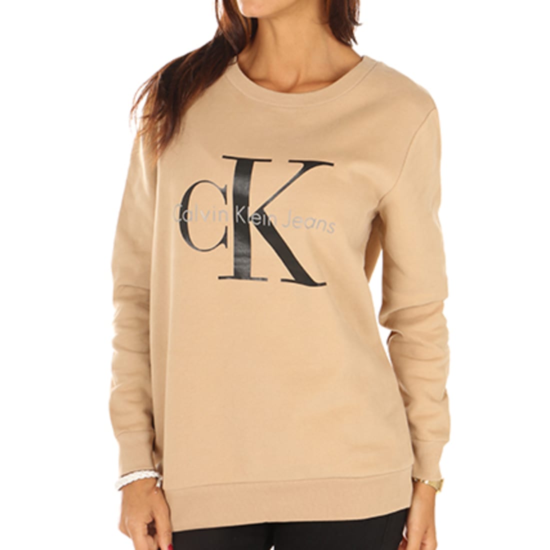 Calvin Klein - Sweat Crewneck Femme HWK True Icon Camel -