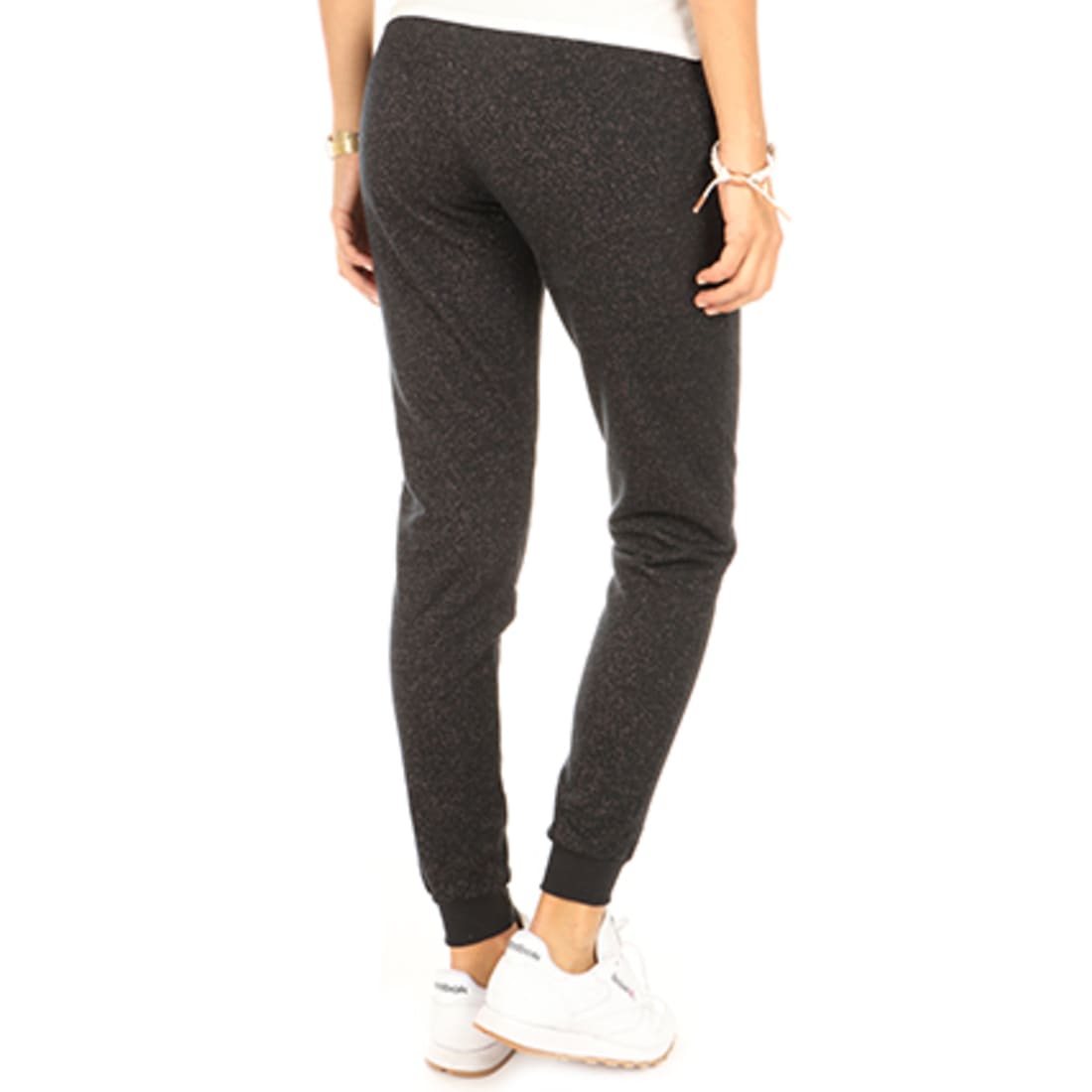 Only Pantalon Jogging Femme Gold Glitter Noir Doré