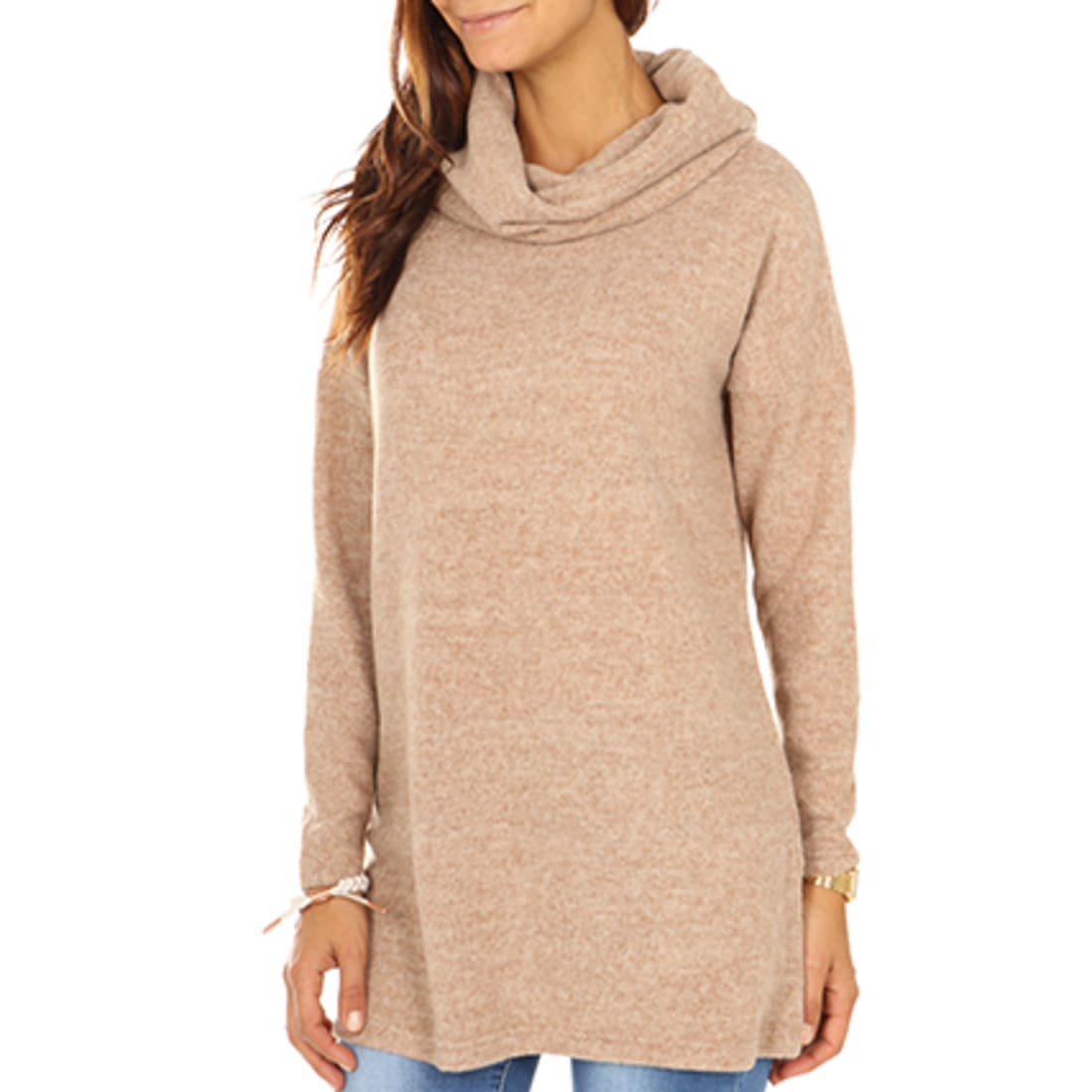 Only Pull Oversize Femme Da Marron Chiné