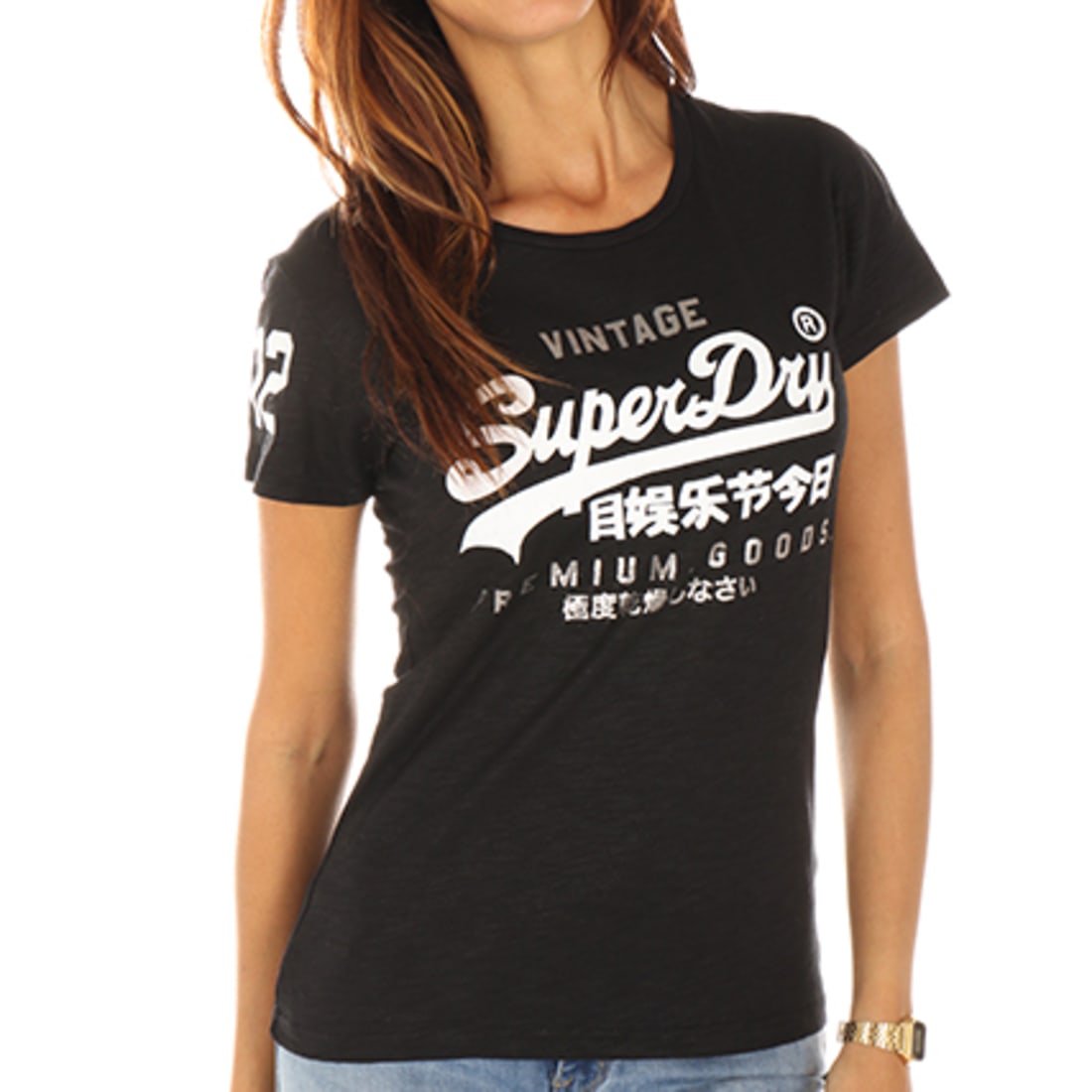 Superdry Tee Shirt Femme Premium Goods Duo Entry Noir