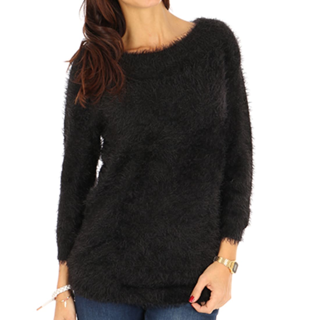 Only Pull Fourrure Femme Gaia Noir