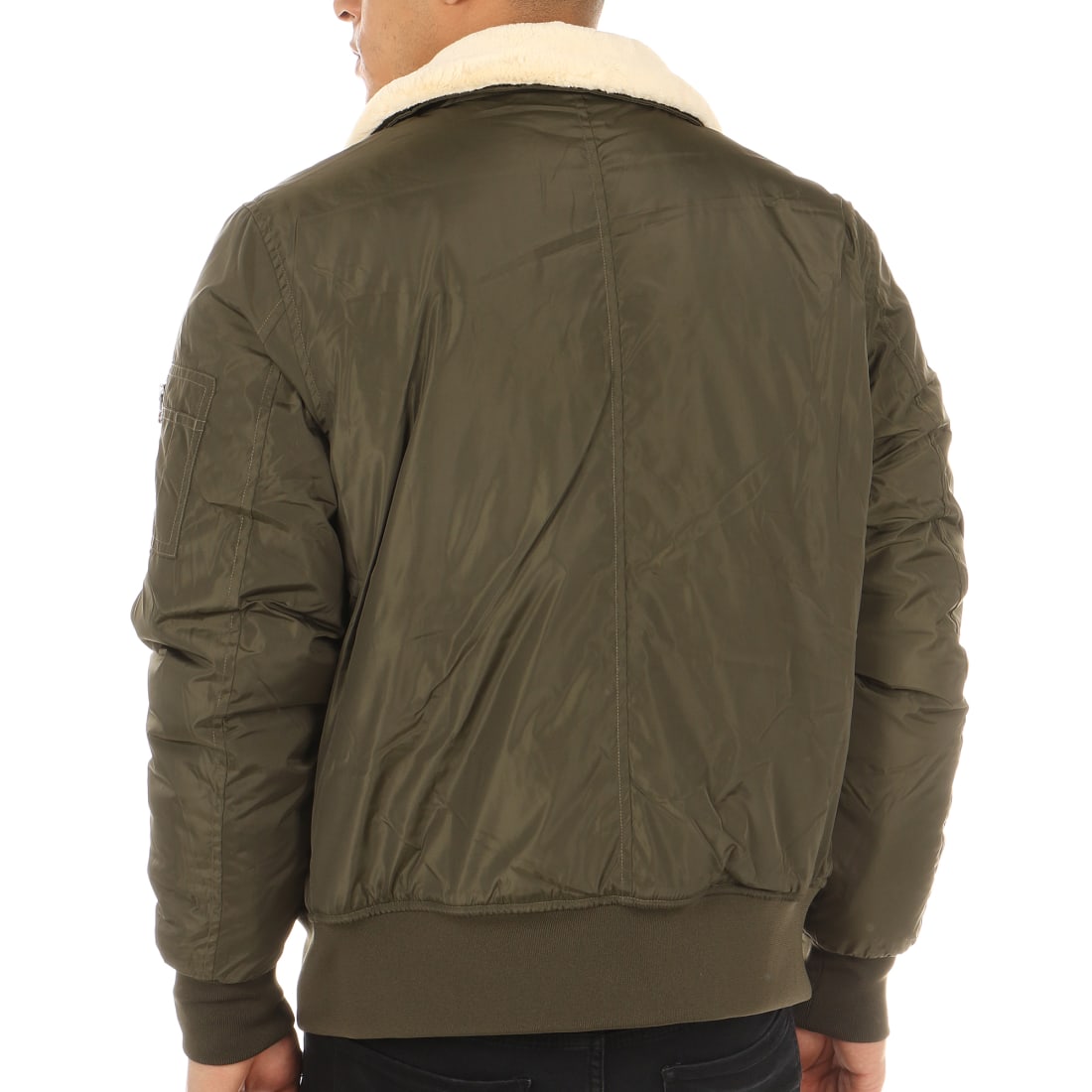 Urban Classics Bomber Col Mouton Tb1465 Vert Kaki Laboutiqueofficielle Com