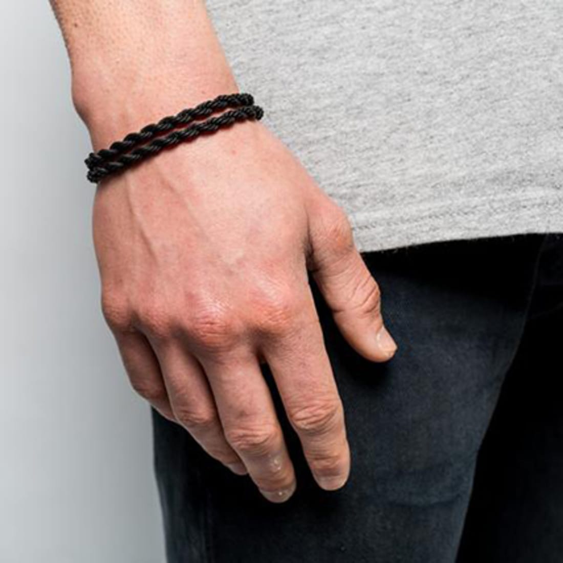 Chained And Able Bracelet Double Wrap Rope Chain BC16051 Noir