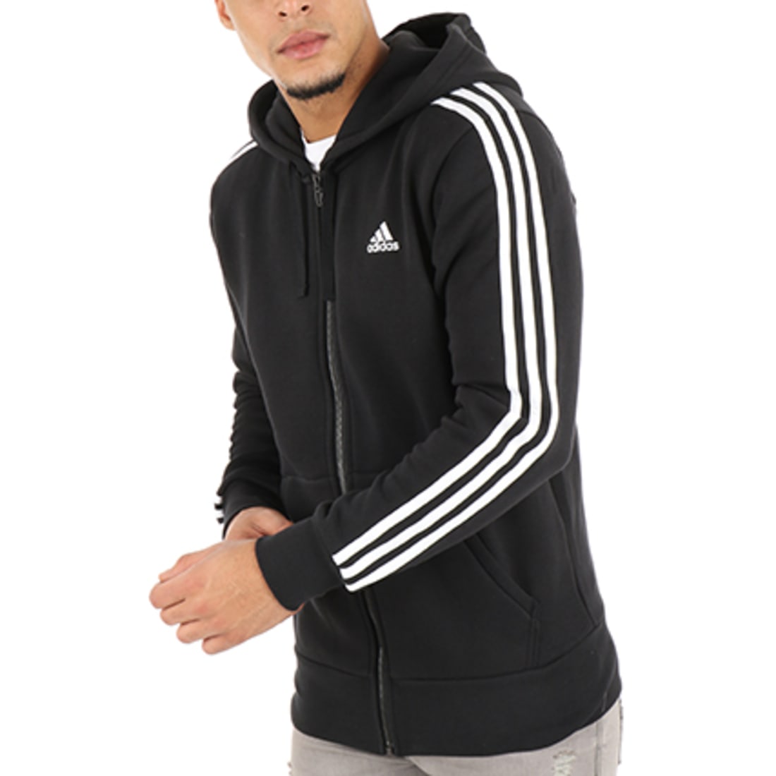 Adidas Performance Sweat Zippé Capuche Avec Bandes Essential 3