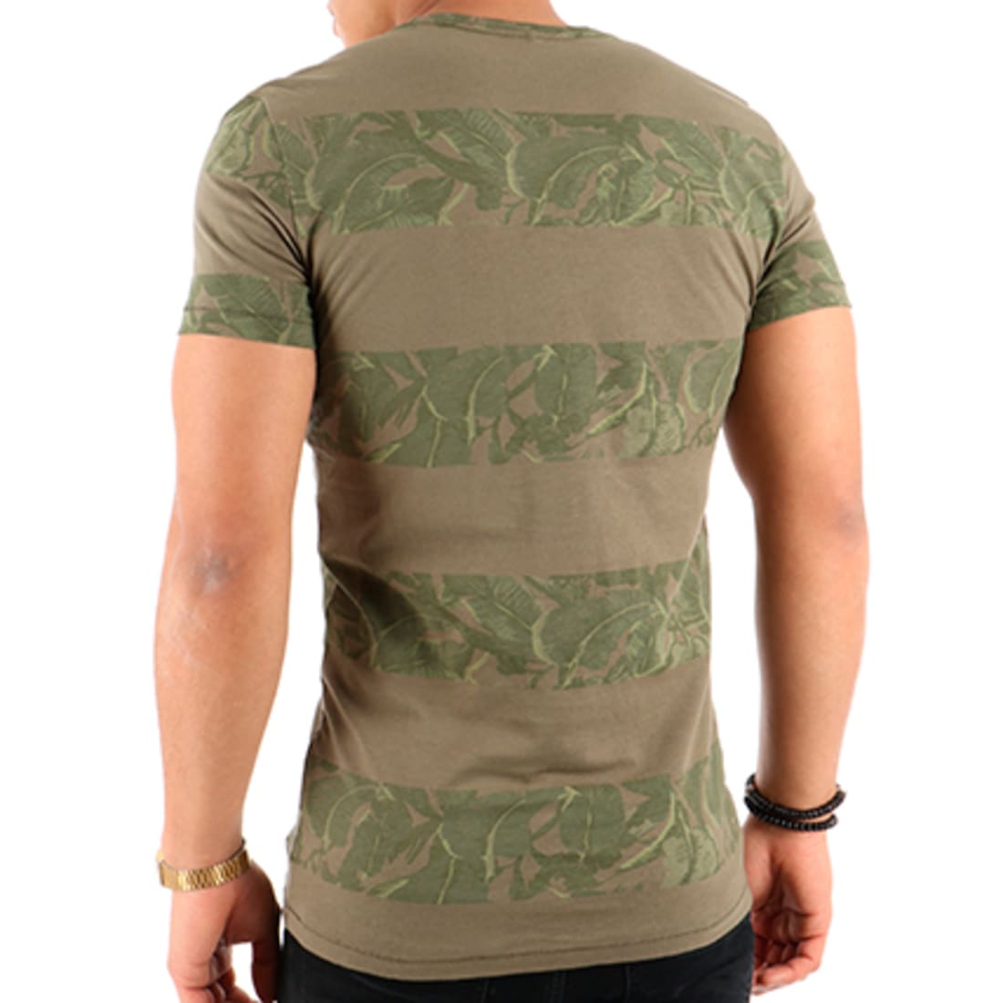 Blend - Tee Shirt 20704974 Floral Vert Kaki - LaBoutiqueOfficielle.com