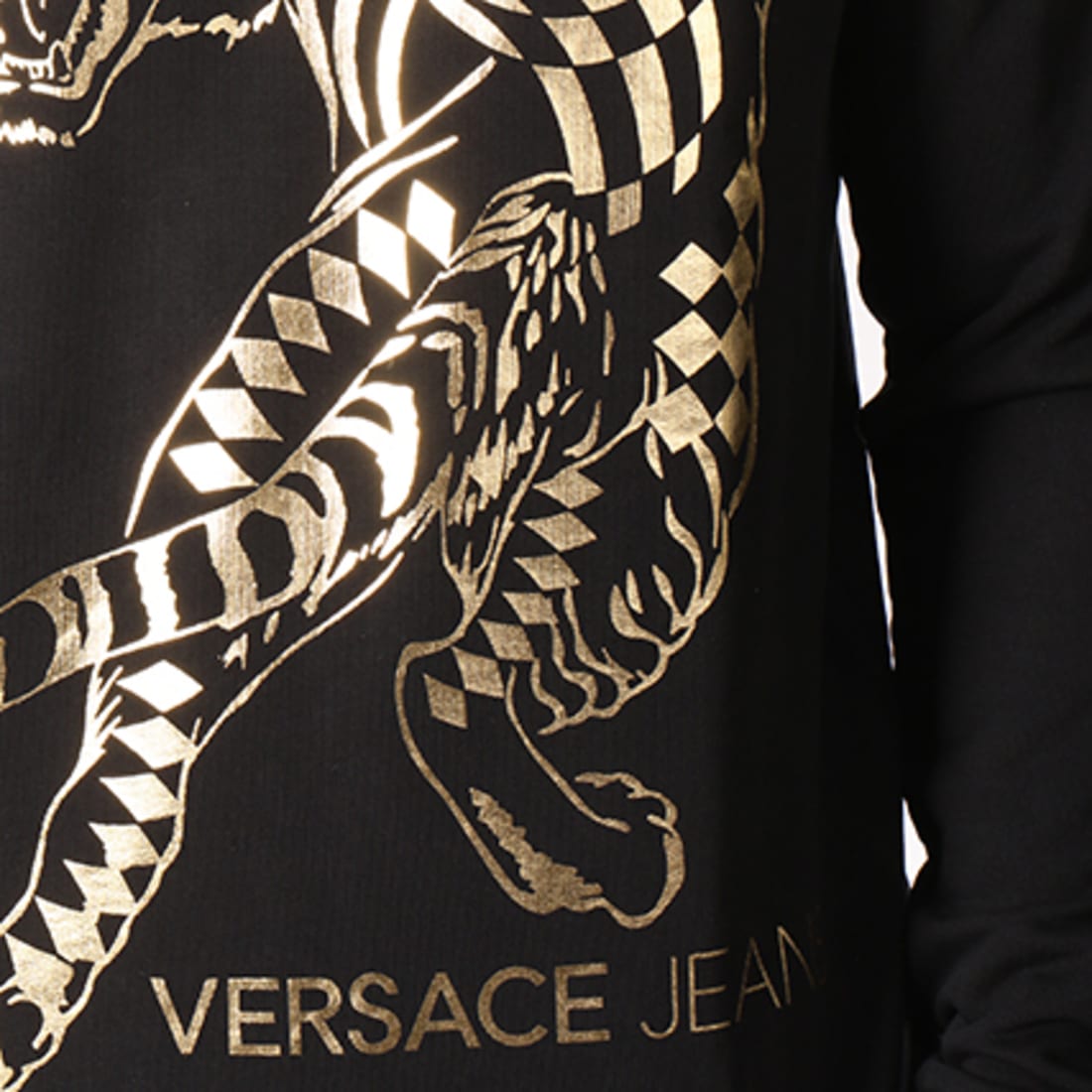 Versace Jeans Couture Sweat Crewneck Tiger Foil Noir Doré