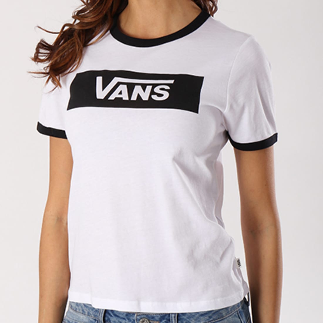 Vans Tee Shirt Femme Open Road 3IQIYB2 Blanc Noir