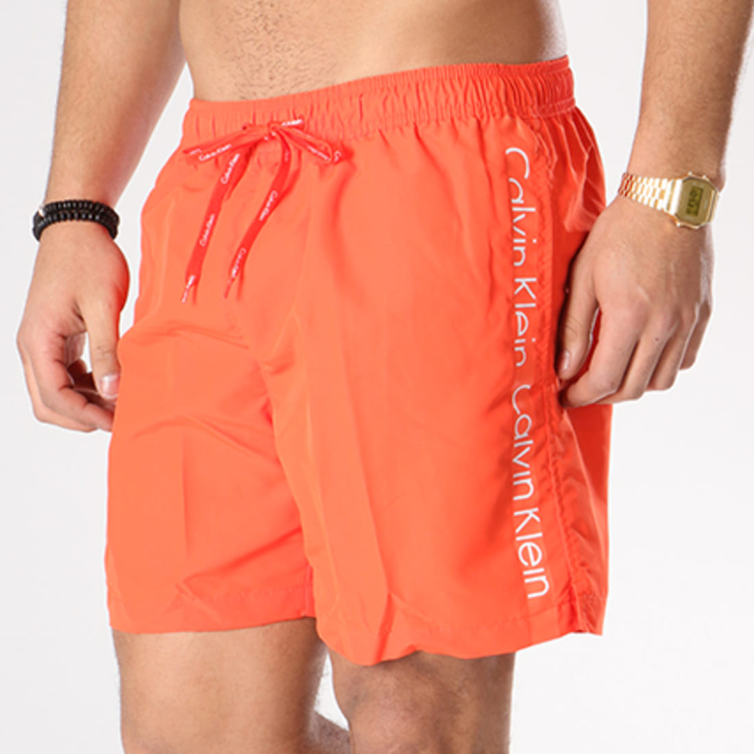 Calvin Klein - Short De Bain Medium Drawstring 0169 Orange ...
