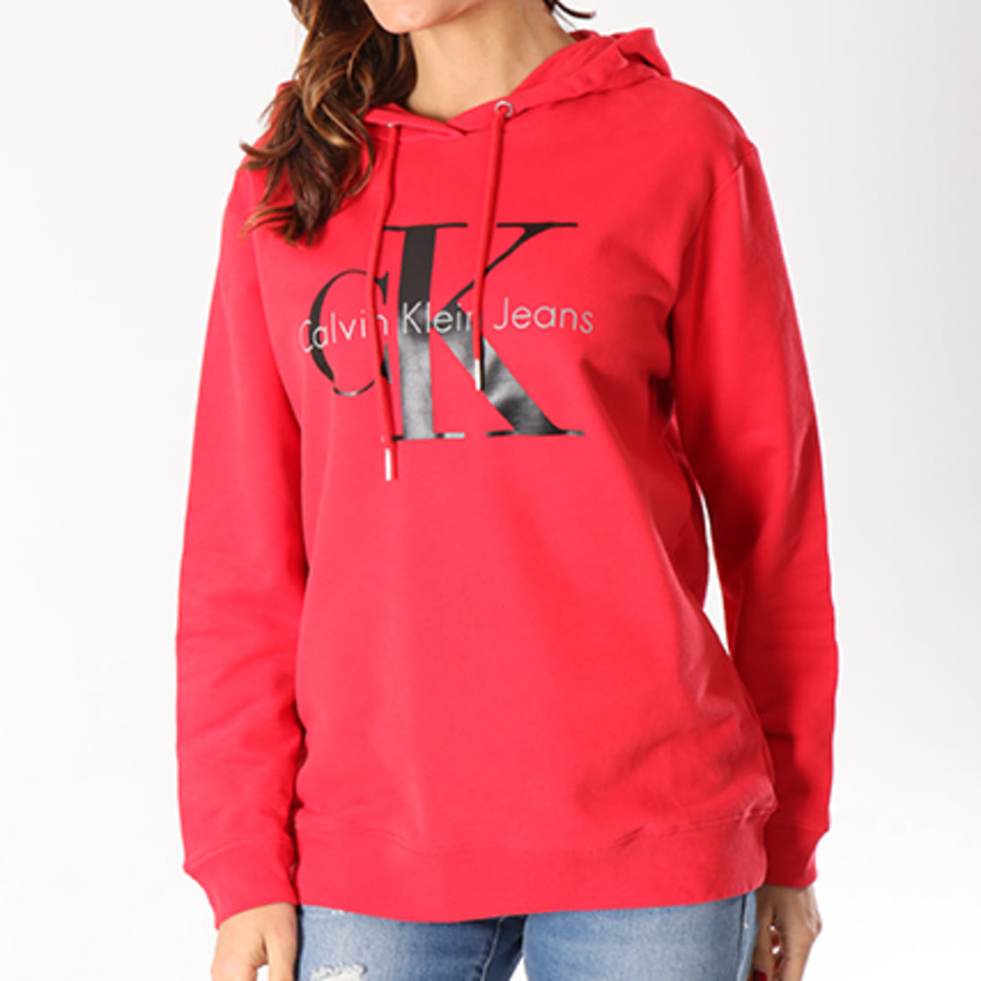 Calvin Klein - Sweat Capuche Femme Howara True Icon Rouge ...