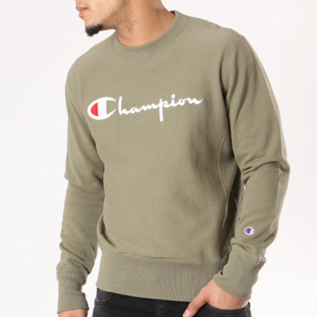 Champion - Sweat Crewneck 210975 Vert Kaki ...
