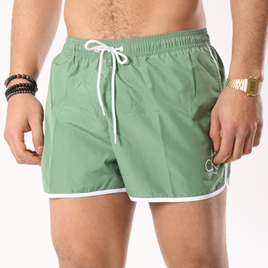 Calvin Klein - Short De Bain Runner 0136 Vert ...
