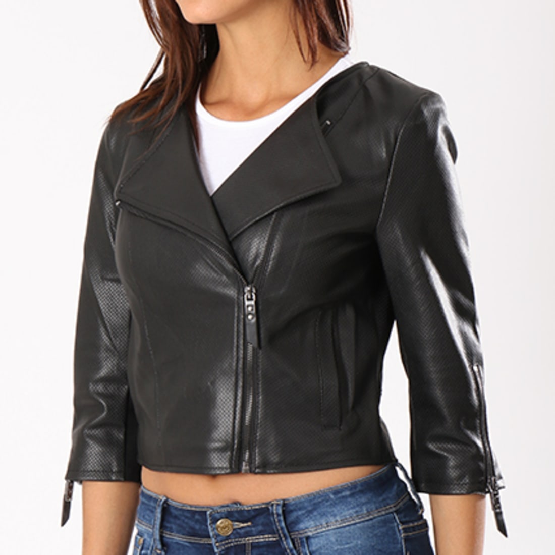 Only - Veste Zipp?�e Femme La Crop Biker Noir - LaBoutiqueOfficielle.com