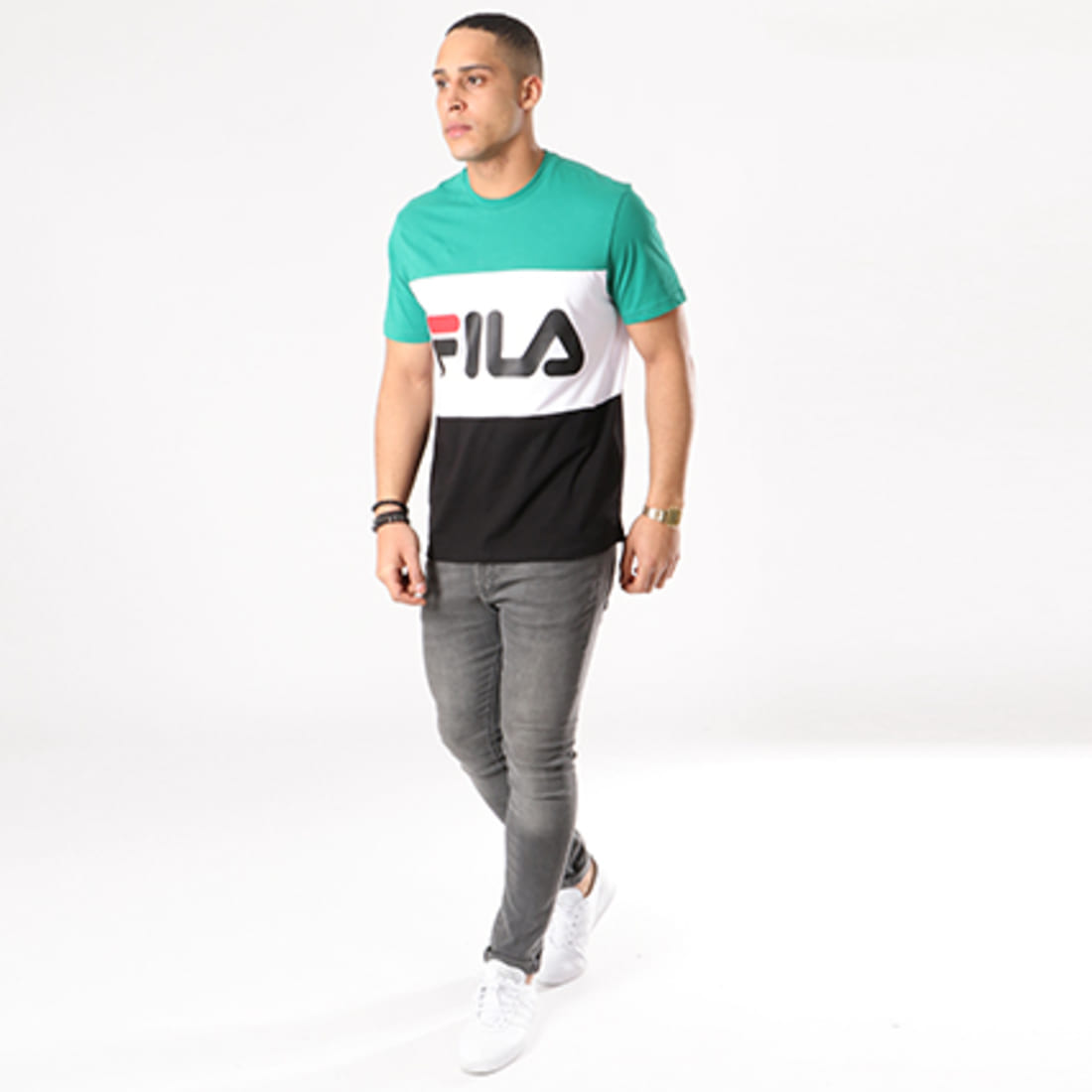 Fila - Tee Shirt Day Vert Blanc Noir ...