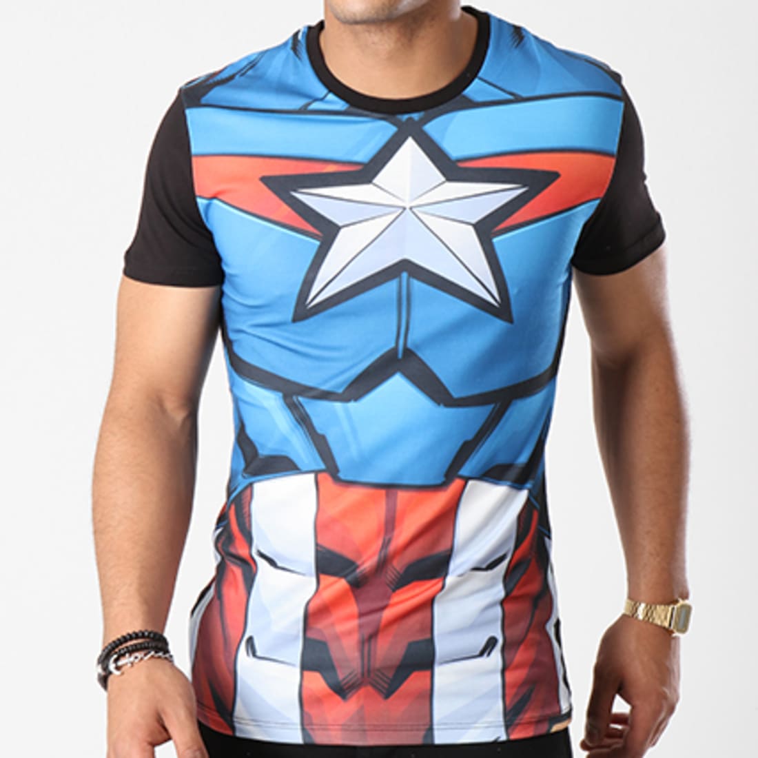 Captain America Tee Shirt Captain America Bleu Clair