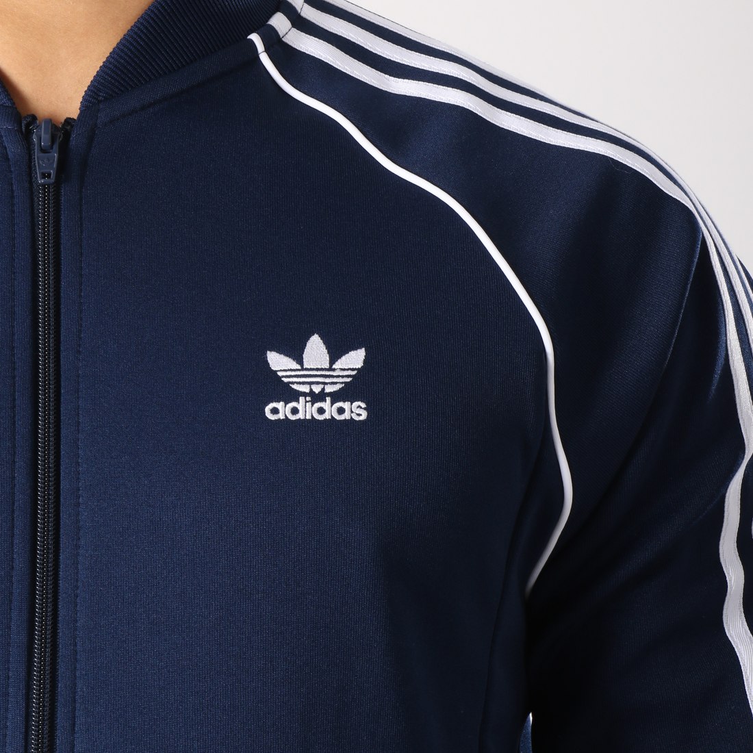 Adidas Originals - Veste ZippÃ©e Avec Bandes BrodÃ©es SST DH5822 Bleu Marine Blanc 