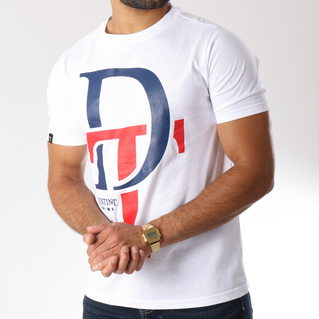 Distinct Tee Shirt Saint Blanc Bleu Marine Rouge