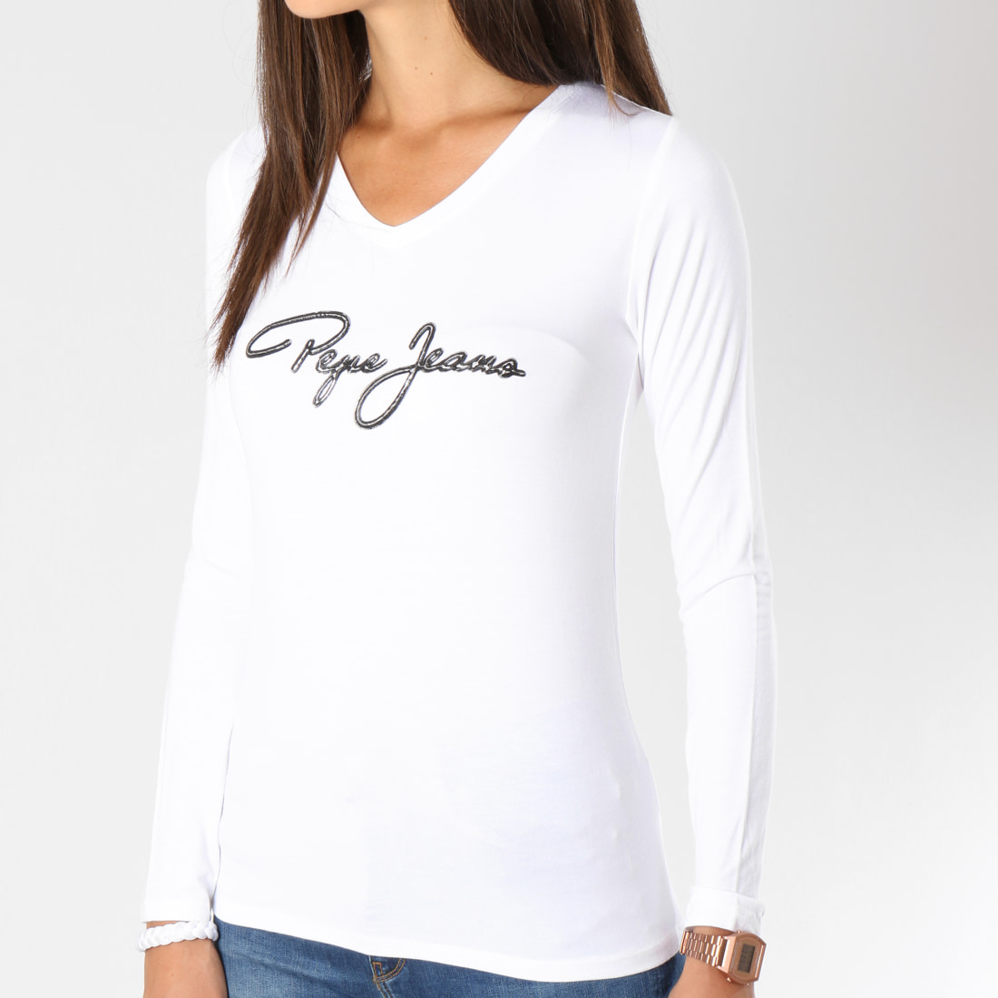 Pepe Jeans - Tee Shirt Manches Longues Femme Mara Blanc ...