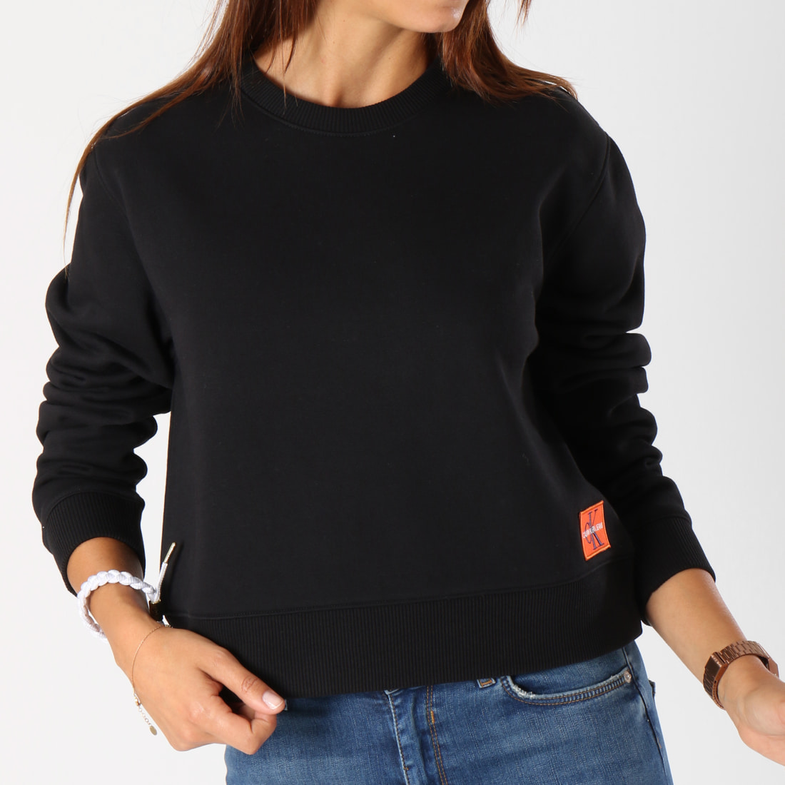 Calvin Klein - Sweat Crewneck Femme Monogram Badge 8562 ...