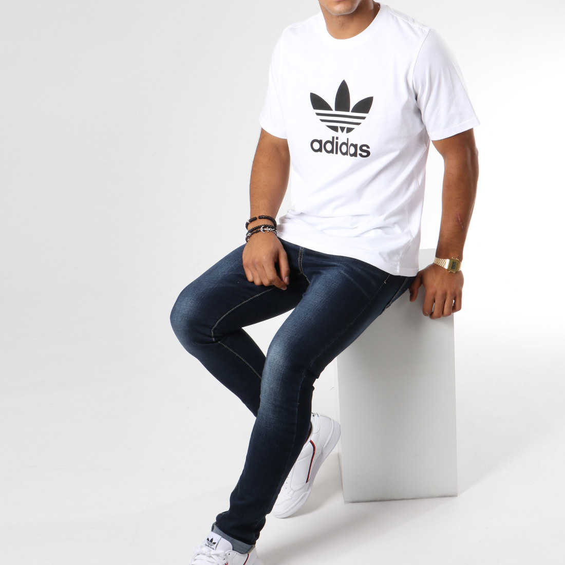 Adidas Originals - Tee Shirt Trefoil CW0710 Blanc Noir - LaBoutiqueOfficielle.com