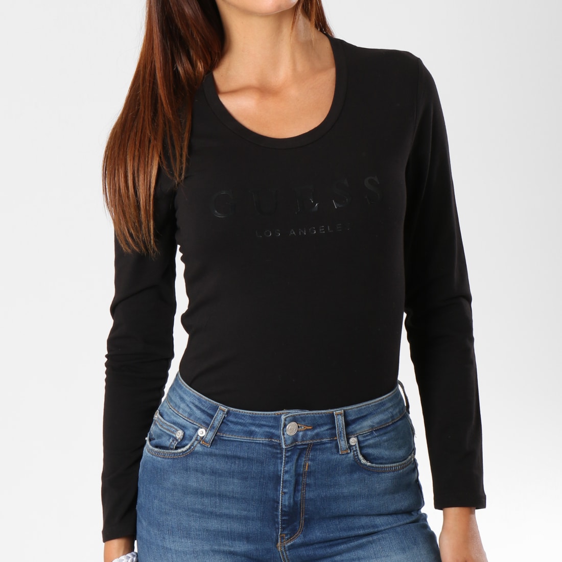 Guess Tee Shirt Manches Longues Femme W84I99K7WC0 Noir