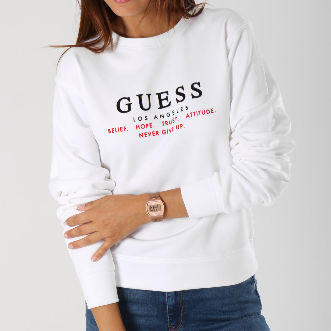 Guess Sweat Crewneck Femme W84Q37K7EX0 Blanc