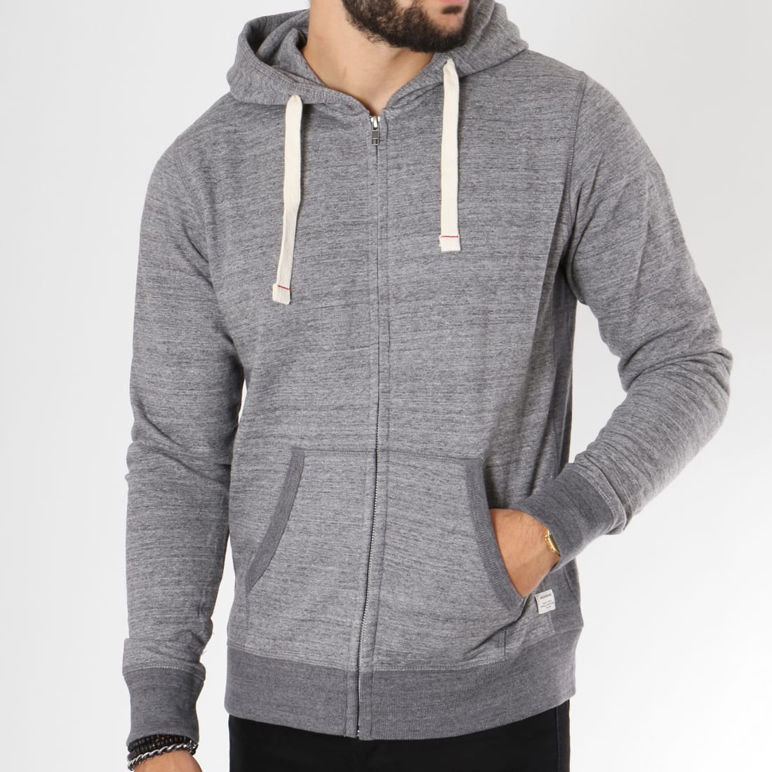 Jack And Jones - Sweat Zippé Capuche Espace Melange Gris ...
