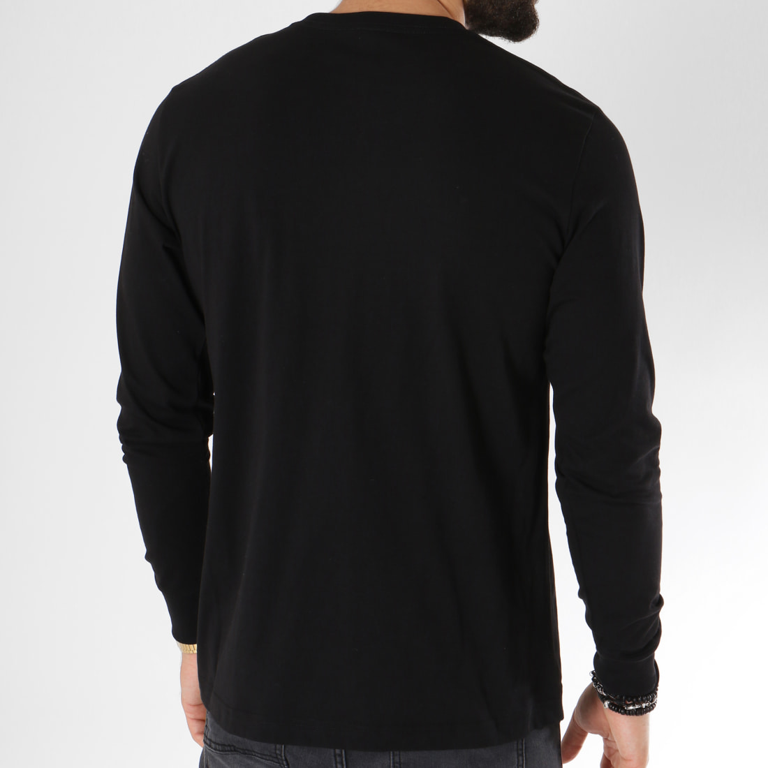T-shirt noir manches longues homme - DistriCenter
