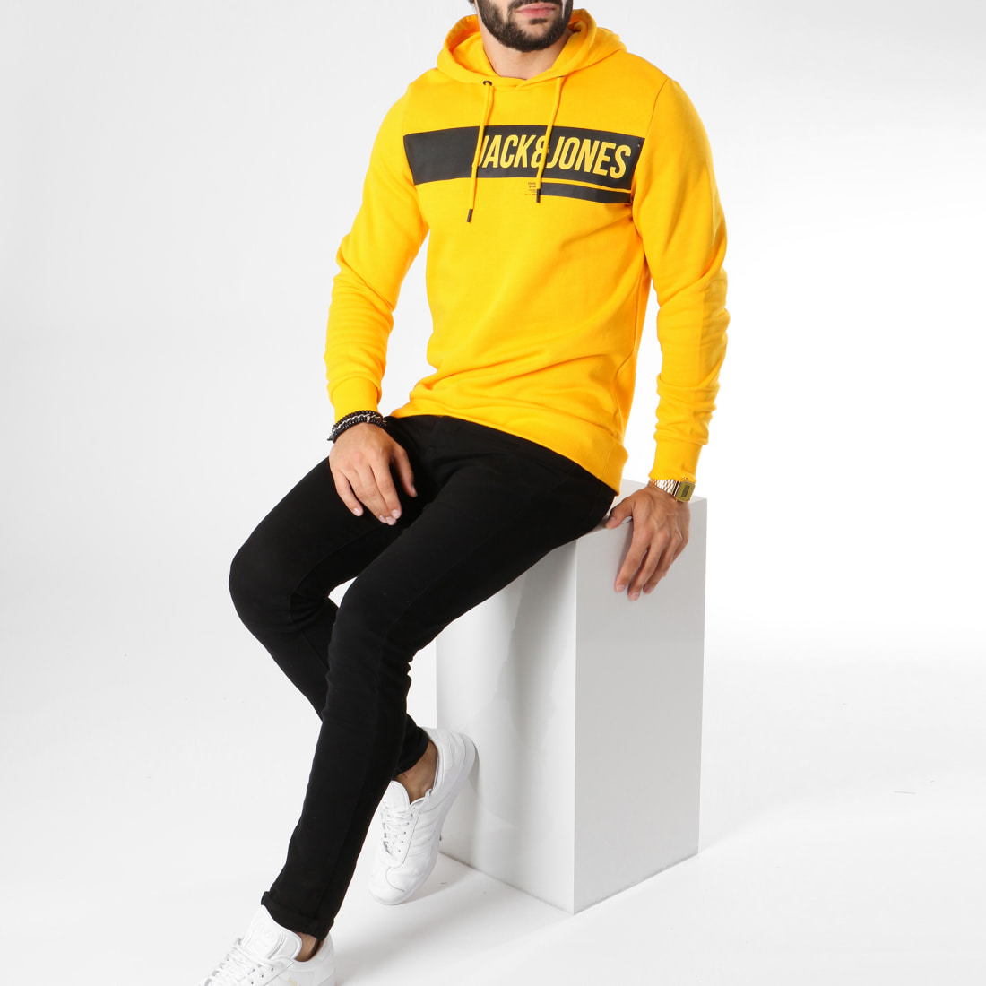 Jack And Jones - Sweat Capuche Armando Jaune ...