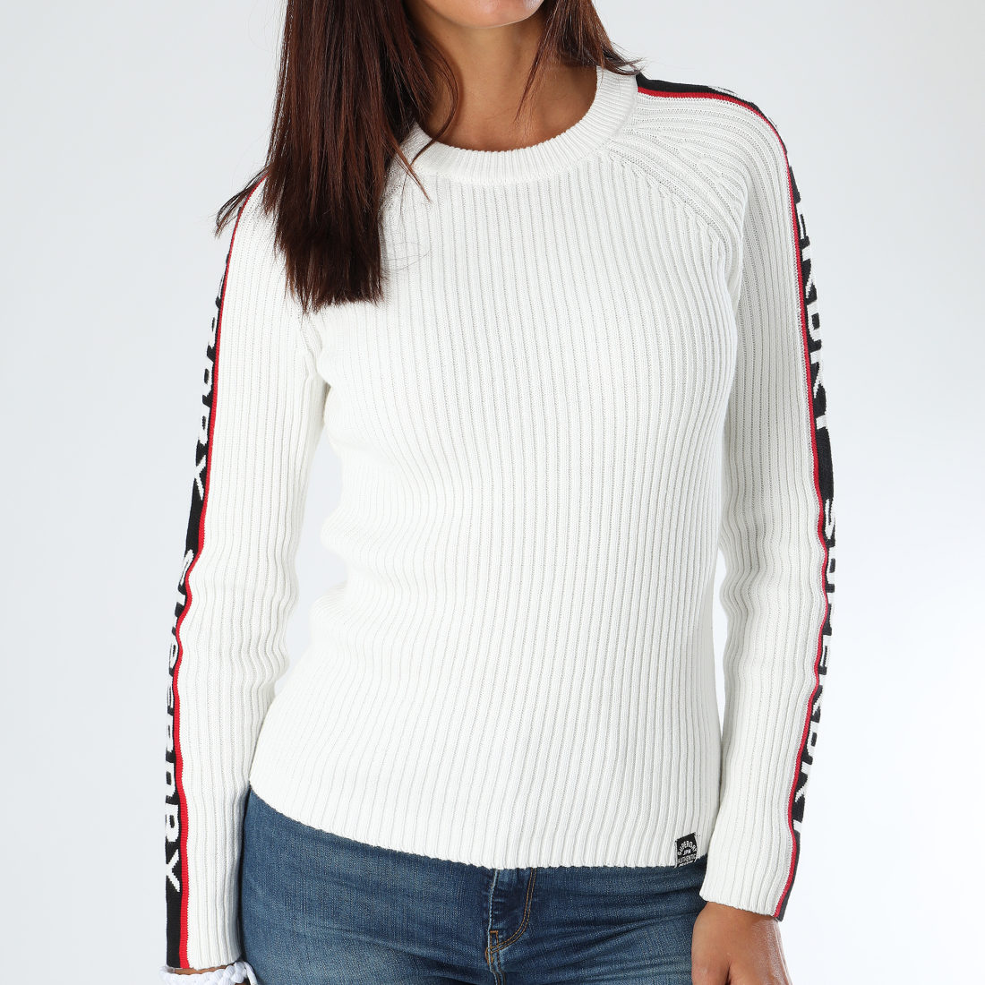 Superdry - Pull Femme Avec Bandes Urban Street Logo Blanc ...