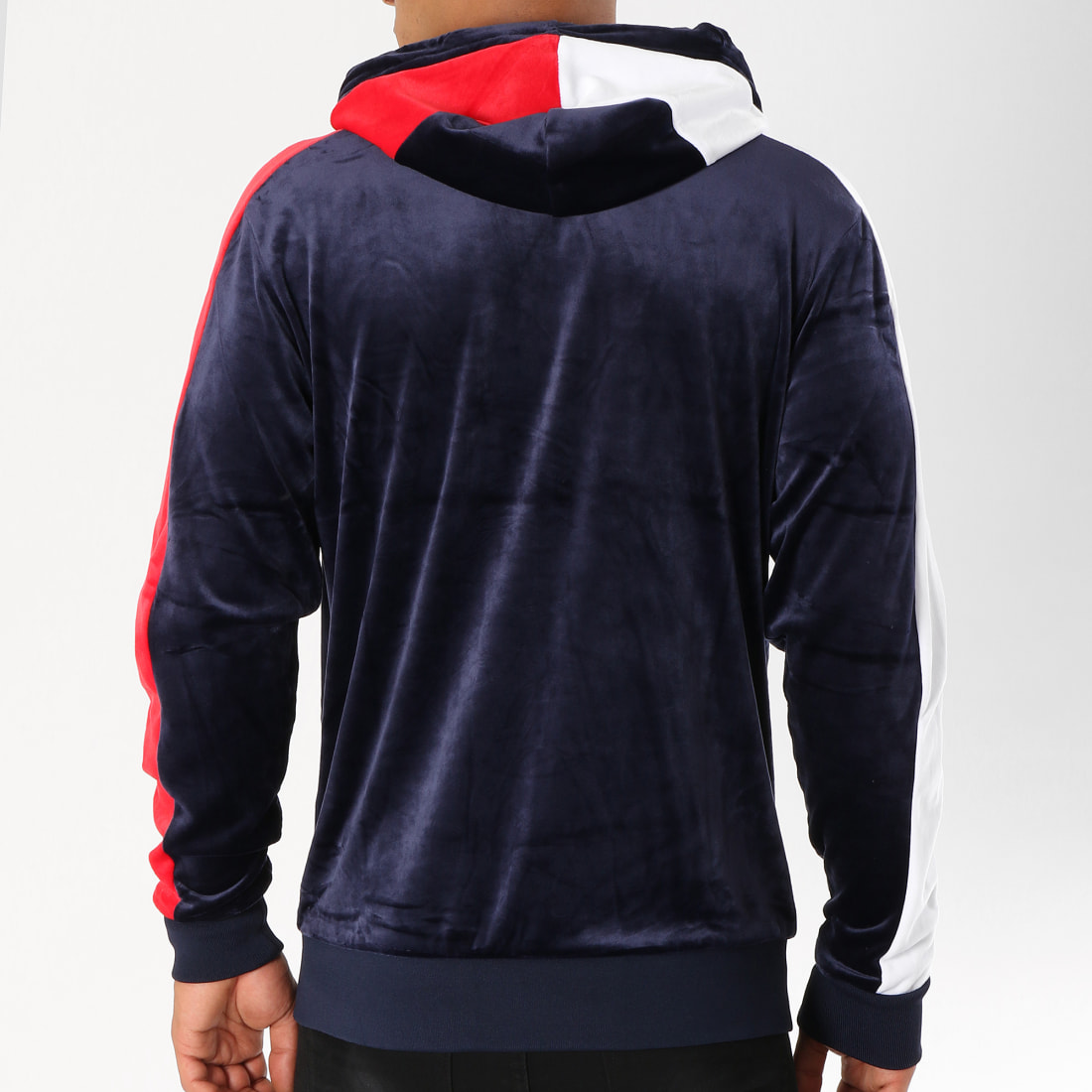 Fila Sweat Zipp Capuche Velours Avec Bandes King 684430 Bleu