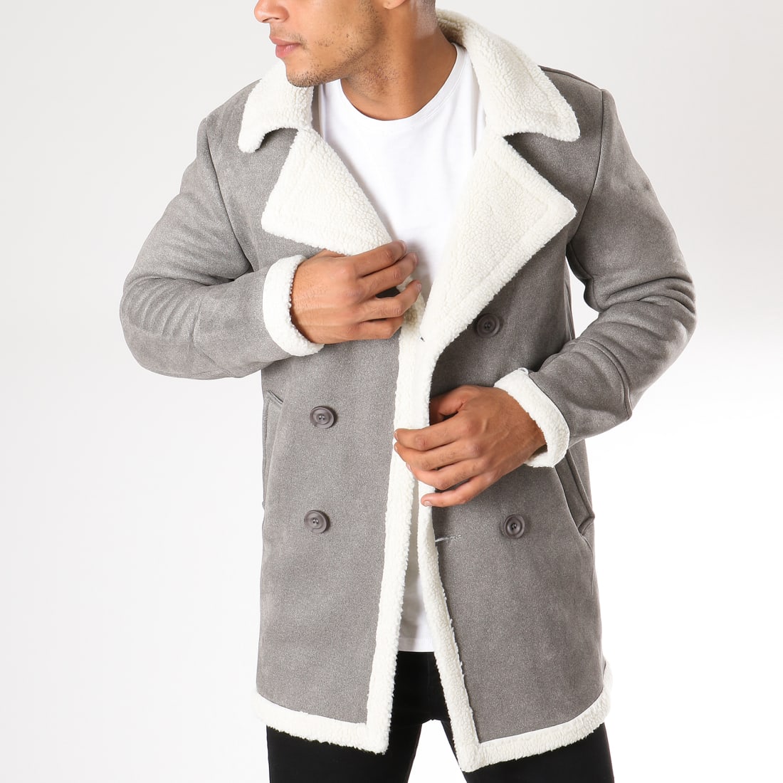 manteau mouton gris