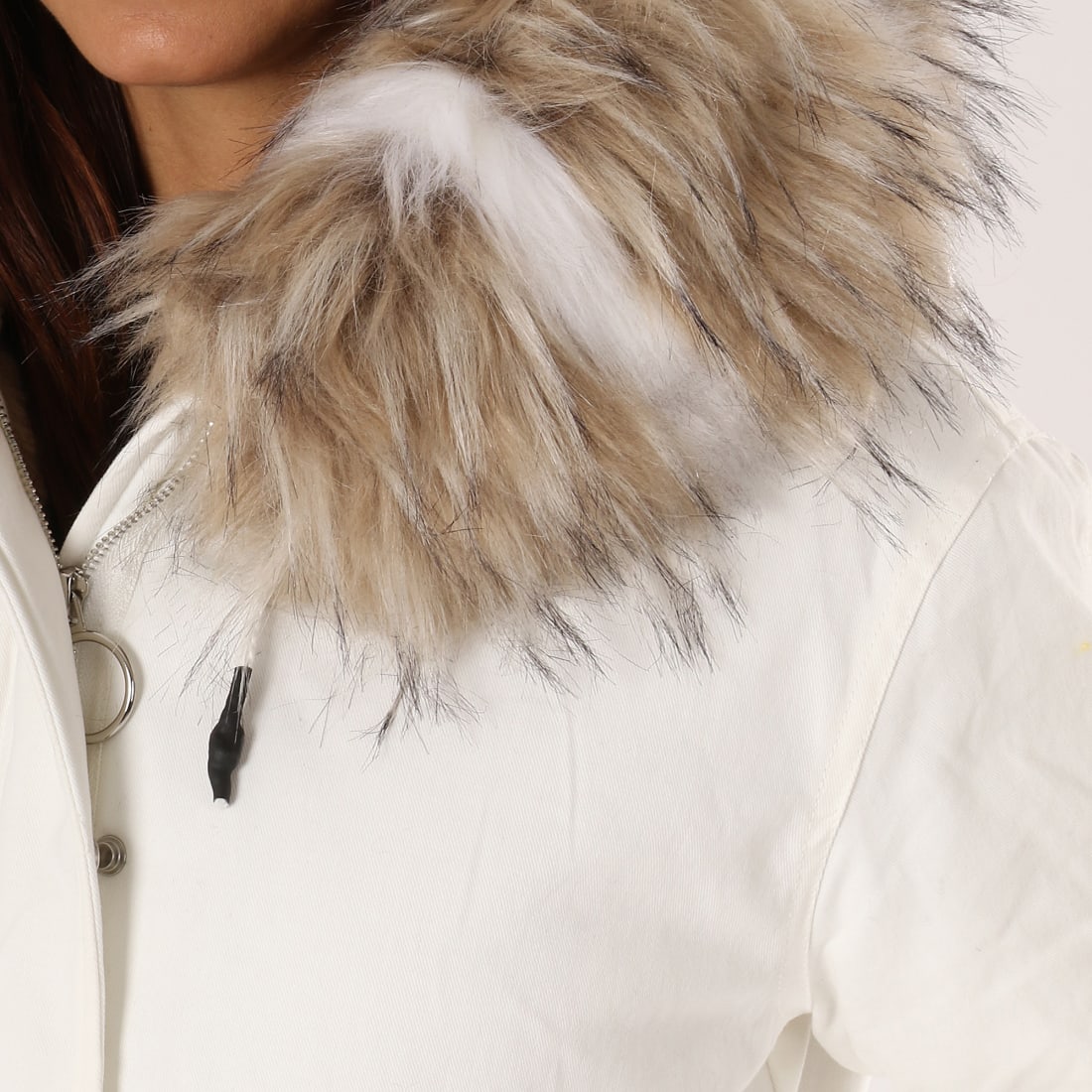 Sixth June - Parka Fourrure Femme W3327SOW Blanc Beige ...