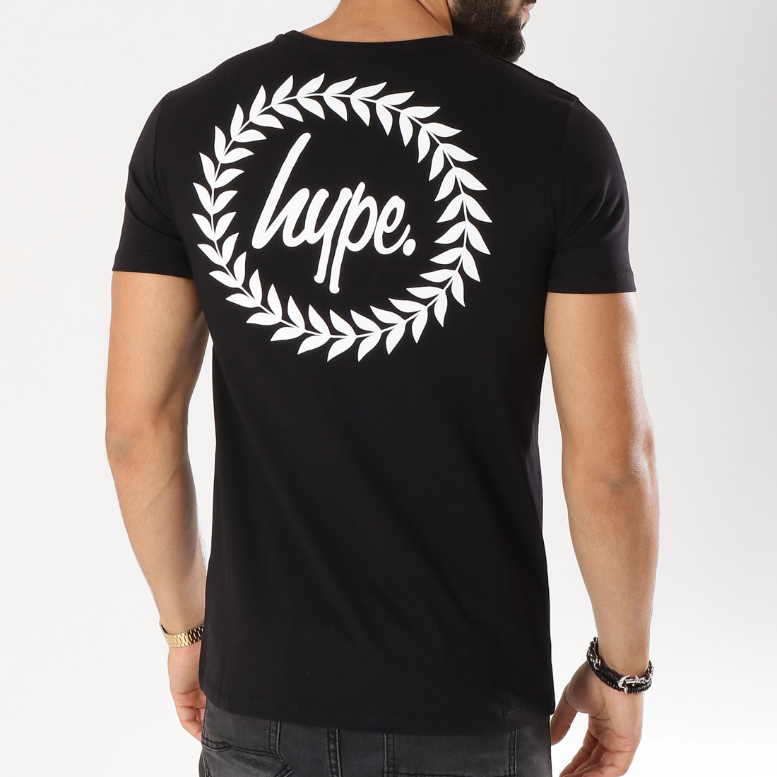 Hype Tee Shirt Back Crest Noir Blanc