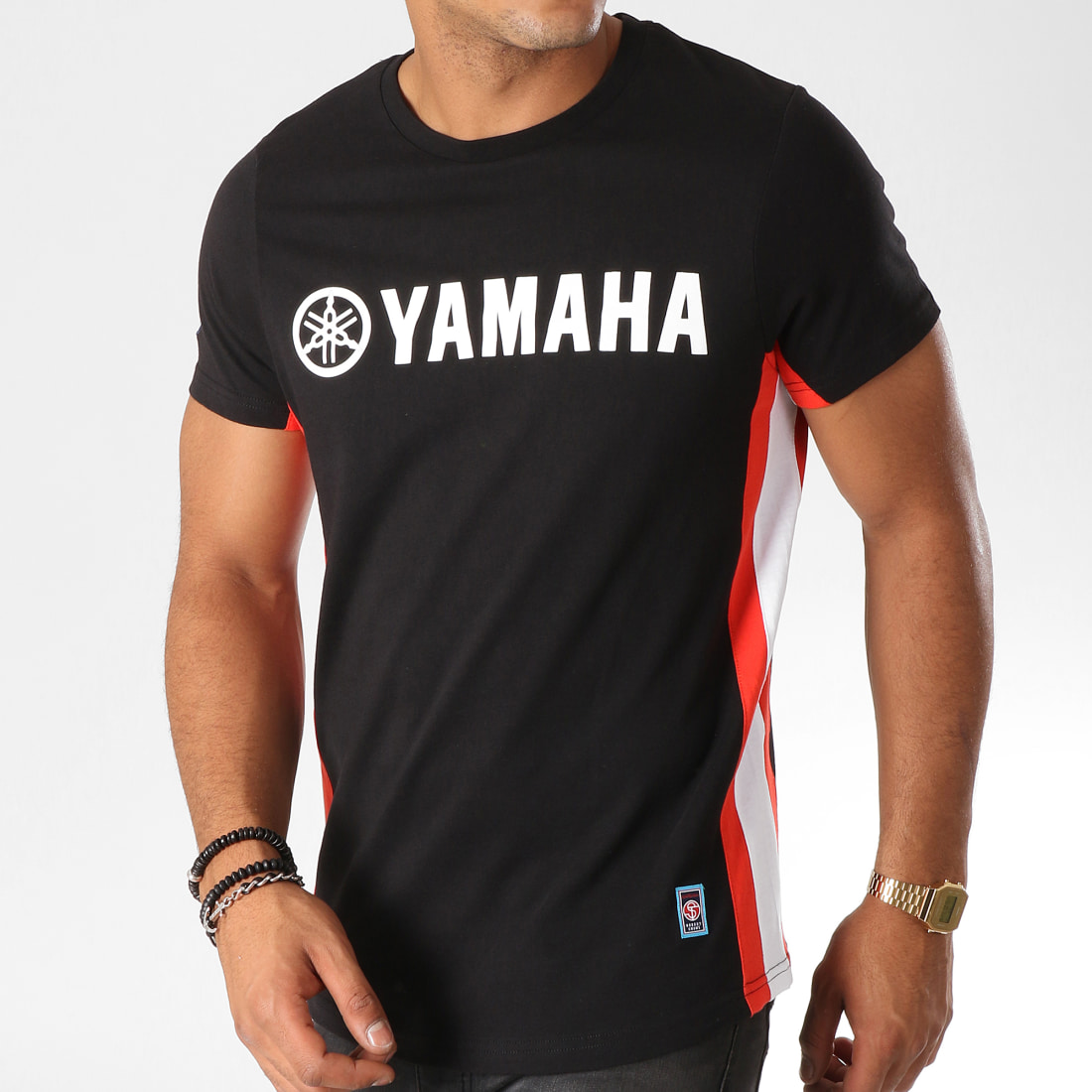 Vente tee-shirt Yamaha homme YAM/1/TSC/TAPE/A blanc, bleu et rouge pas cher