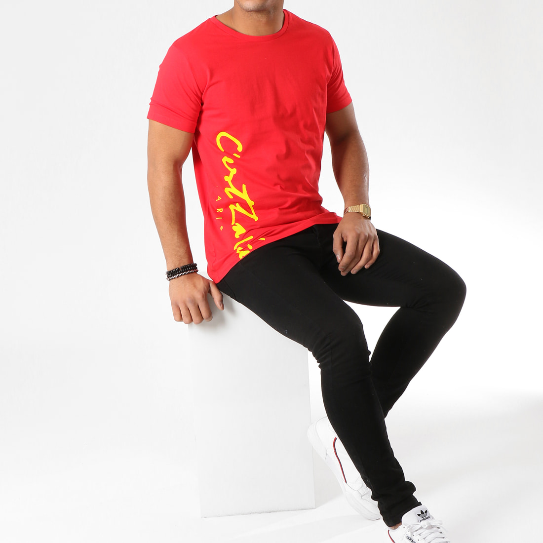 C�est La Vie Tee Shirt Unisexe Denim Logo Rouge Jaune C�est La Vie Tee Shirt Unisexe Denim Logo Rouge Jaune