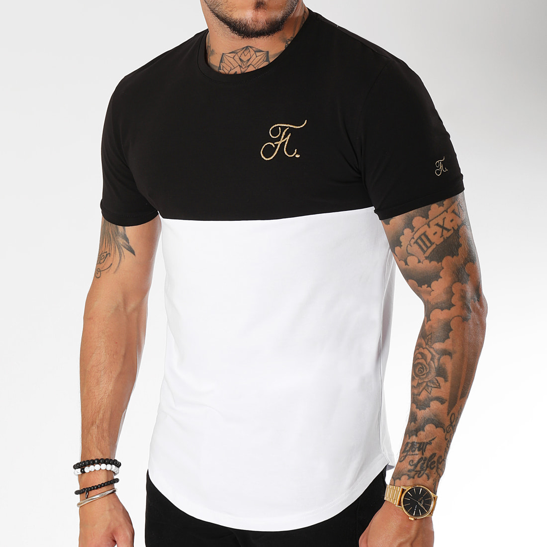 Final Club Tee Shirt Oversize Gold Label Bicolore Avec Broderie Or