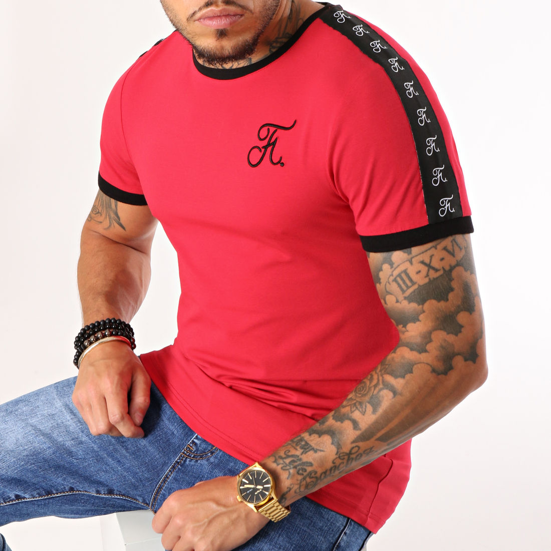 Final Club Tee Shirt Premium Fit Avec Bandes 138 Rouge