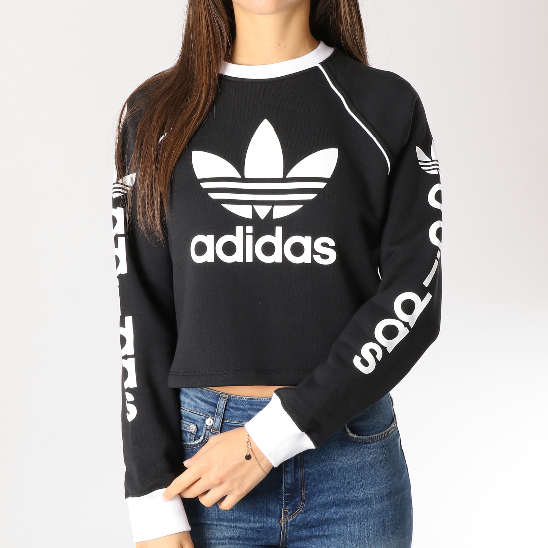Adidas Originals - Crewneck Crop Sweater Blanc - LaBoutiqueOfficielle.com